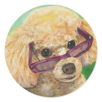 Apricot poodle in shades Art Original Round Stickers