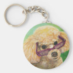 Apricot Poodle in Shades Portrait Original Keychains
