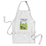 Apron with animated pictures of funny church signs