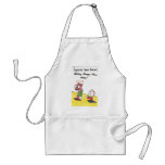 Apron with animated pictures of funny church signs
