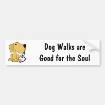 AQ- Cute Dog with Leash Bumper Sticker