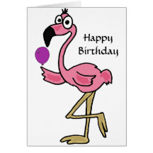 AQ- Funny Flamingo Birthday Card
