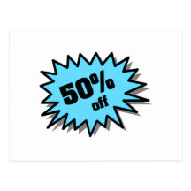 Aqua 50 Percent Off Postcard