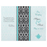 Aqua and Black Damask Wedding Program flyers