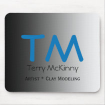 Aqua and Black Simple Initials Mousepad