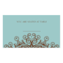 Aqua and Brown Wedding Placecards Business Cards