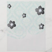 aqua and cream fleur elegant damask flyer design