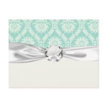 aqua and cream fleur elegant damask postcard
