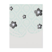 aqua and cream fleur elegant damask postcards