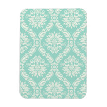 aqua and cream fleur elegant damask flexible magnets