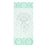 aqua and cream fleur elegant damask customized rack card