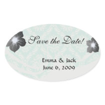 aqua and cream fleur elegant damask sticker