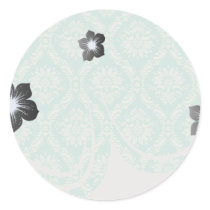 aqua and cream fleur elegant damask stickers