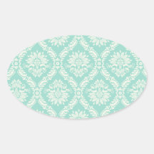 aqua and cream fleur elegant damask stickers