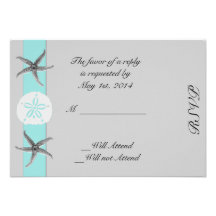 Aqua and Grey Band Starfish Response Card