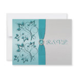 Aqua and Silver Sweet 16 RSVP Card Personalized Invitation