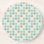 Aqua and Turquoise Argyle Beverage Coaster