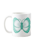 Aqua and White Butterfly Mug