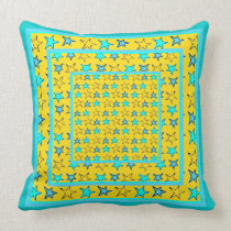 Aqua and Yellow Star Throw Pillow pillows