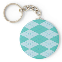 Aqua Argyle Keychain