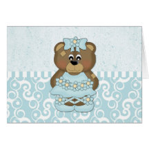 Aqua Ballerina Bear Greeting Cards