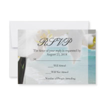 Aqua Beach Orchid Invitations