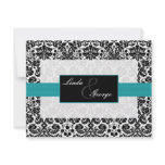 aqua,black and white rsvp cards