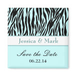 Aqua Black Zebra Save the Date Wedding Magnet