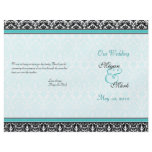 Aqua Blue and Black Damask Wedding Program