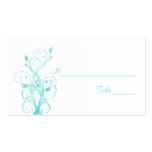 Aqua Blue and White Floral Place Cards Business Cards