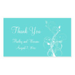 Aqua Blue and White Floral Wedding Favour Tag Business Card Template