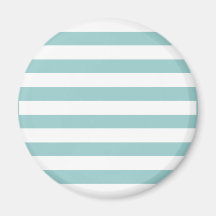 Aqua Blue and White Stripes Pattern Magnet