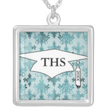 aqua blue damask pattern custom jewelry