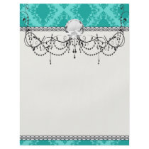 aqua blue damask pattern design flyer