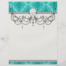 aqua blue damask pattern design flyer