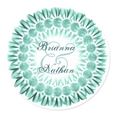 AQUA BLUE Flower Petal Wedding Wreath Sticker by JaclinArt