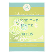 Aqua Blue Flowers and Bees Wedding Invitation