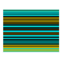 Aqua blue gold and black stripes postcards