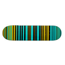 Aqua blue gold and black stripes custom skate board