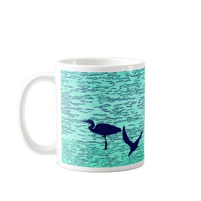 Aqua Blue Heron Mug by farmer77