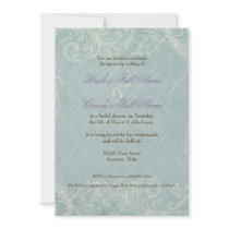 Aqua Blue Hydrangea Swirl Floral Flower Wedding Custom Invite