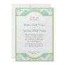 Aqua Blue Lime Toile Quatrefoil Wedding Invite