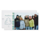 Aqua Blue Pine Tree & Snowflake Merry Christmas Customized Photo Card