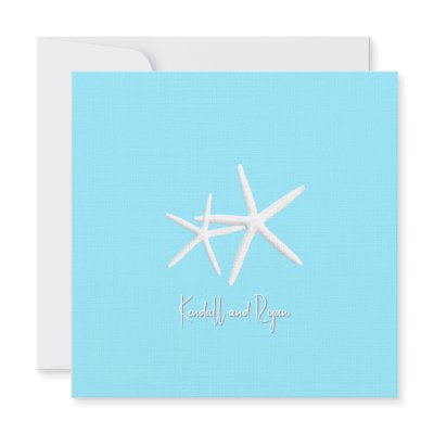 Aqua Blue Starfish Beach Wedding Invitations by sandpiperWedding