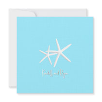 Aqua Blue Starfish Beach Wedding Invitations