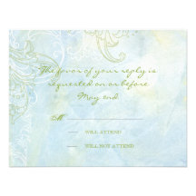 Aqua Blue Sunflower Floral Swirl Modern Wedding Announcement