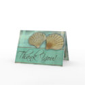 Aqua blue thank you - with sea shells cards