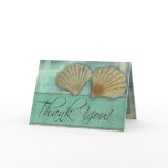 Aqua blue thank you - with sea shells cards