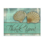 Aqua blue thank you - with sea shells postcards