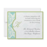 Aqua Blue Toile Quatrefoil - Reception Invitation